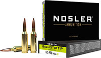 Nosler Ballistic Tip Rifle Ammunition 43457, 6.5 PRC, Spitzer Boat-Tail (SBT), 140 GR, 2900 fps, 20 Rd/bx