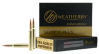 Weatherby Select Plus Rifle Ammunition M280A139HCB, 280 Ackley Improved, Custom Hammer, 139 gr, 3050 fps, 20 Rd/Bx